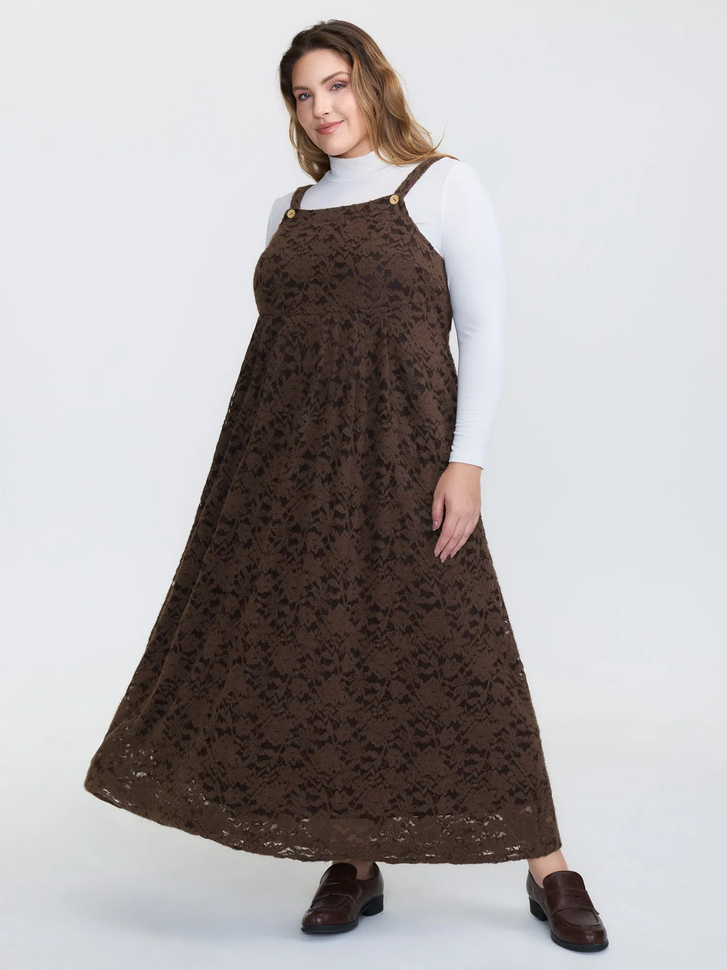 Lace Textured Adjustable Straps Maxi Dress sold by Bloomchic product image thumbnail 4