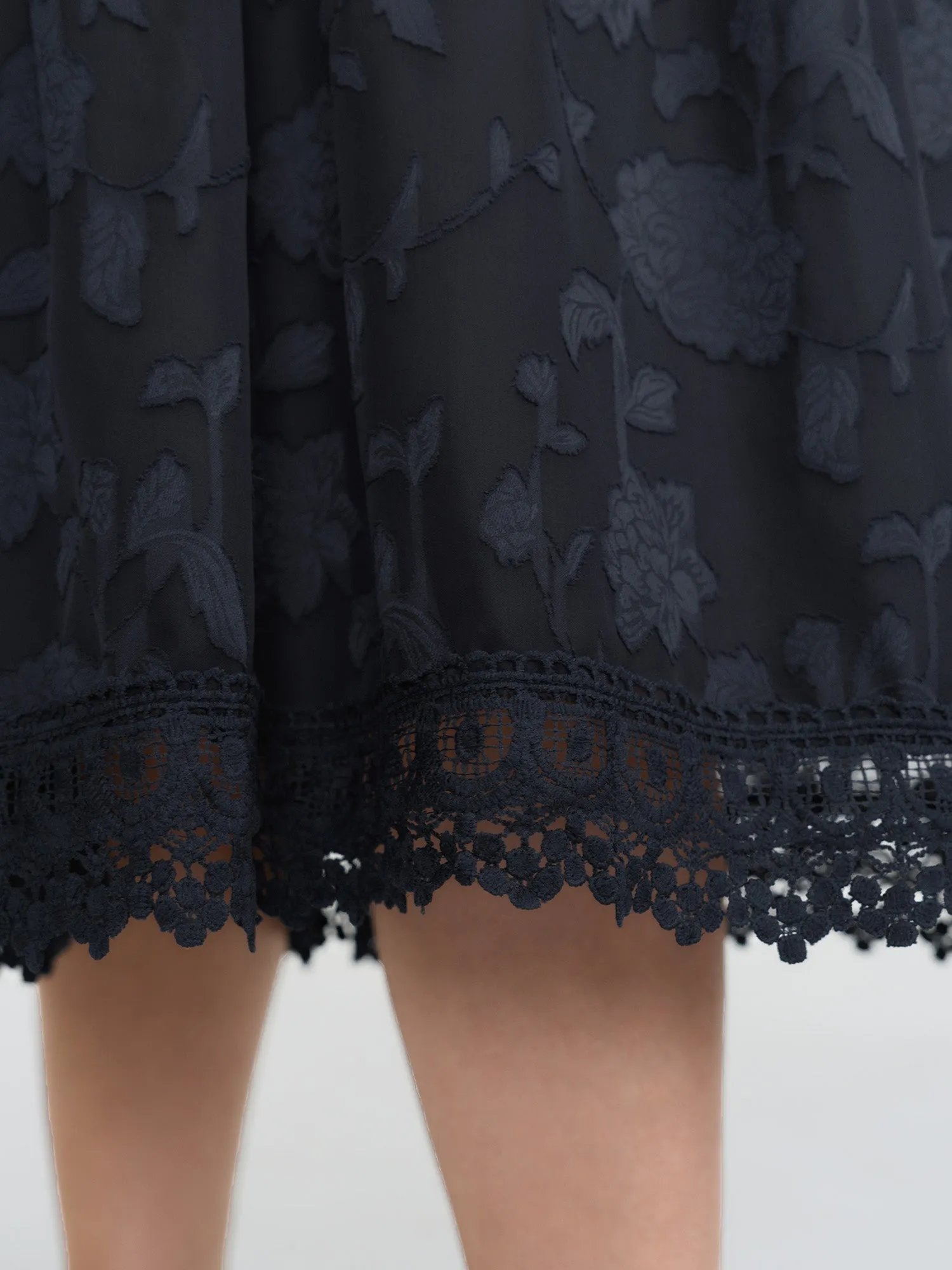 Lace Textured Pleated Waist Tiered Midi Dress sold by Bloomchic product image thumbnail 4