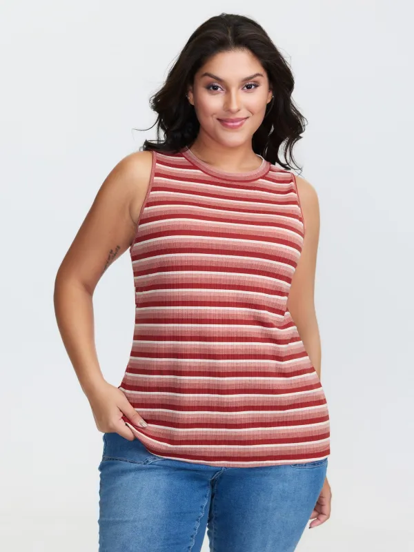 Stretchy Ribbed Crew Neckline Fitted Tank Top sold by Bloomchic