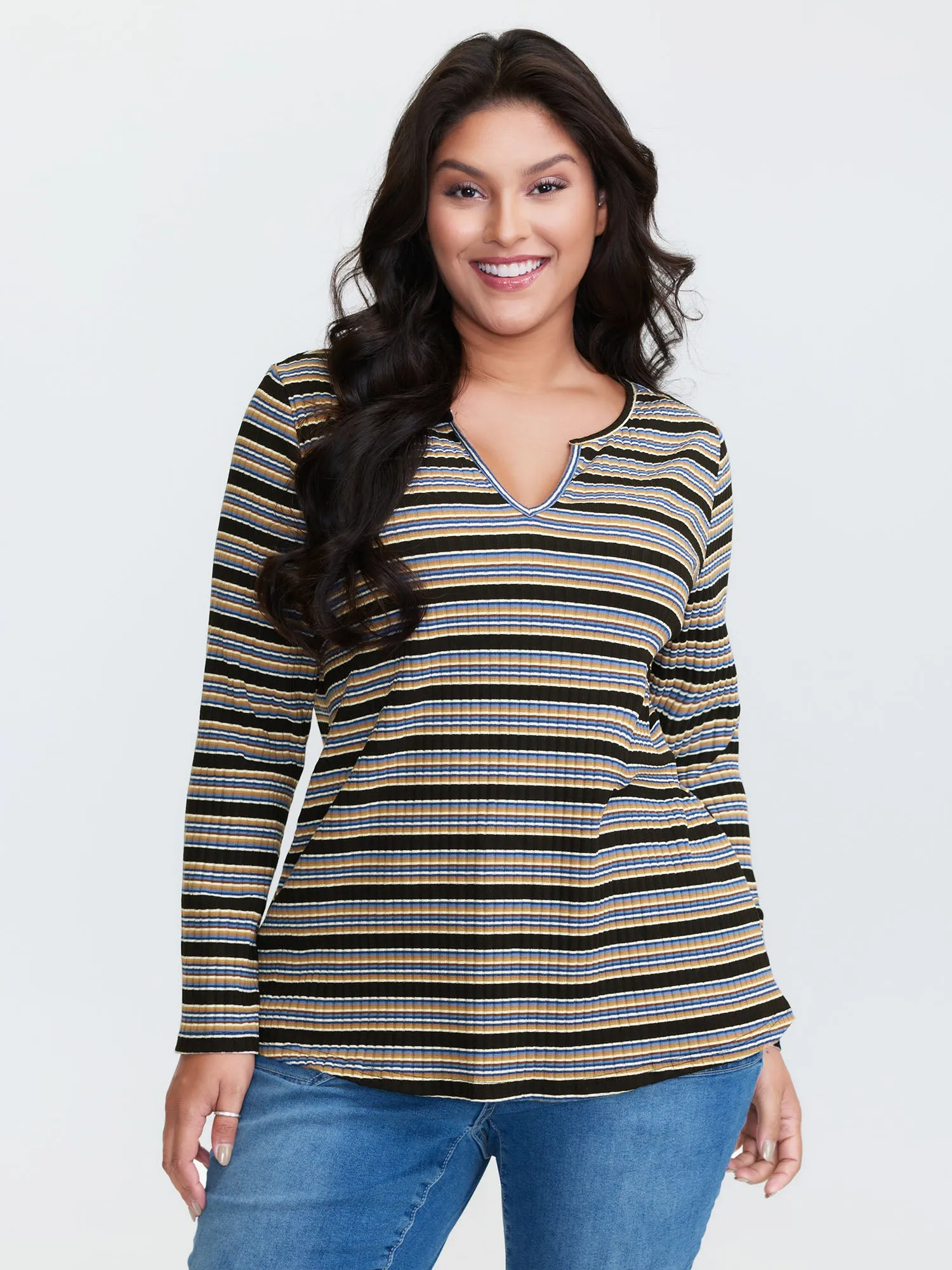 Monochrome Stripe Embroidery T-Shirt sold by Bloomchic