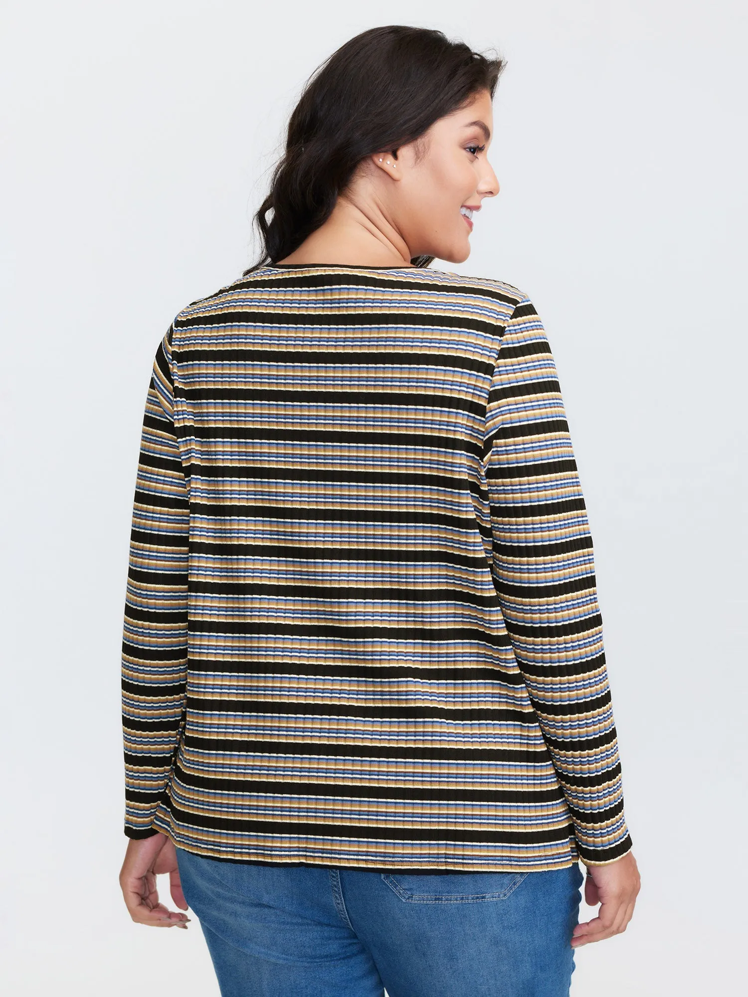 Monochrome Stripe Embroidery T-Shirt sold by Bloomchic product image thumbnail 4