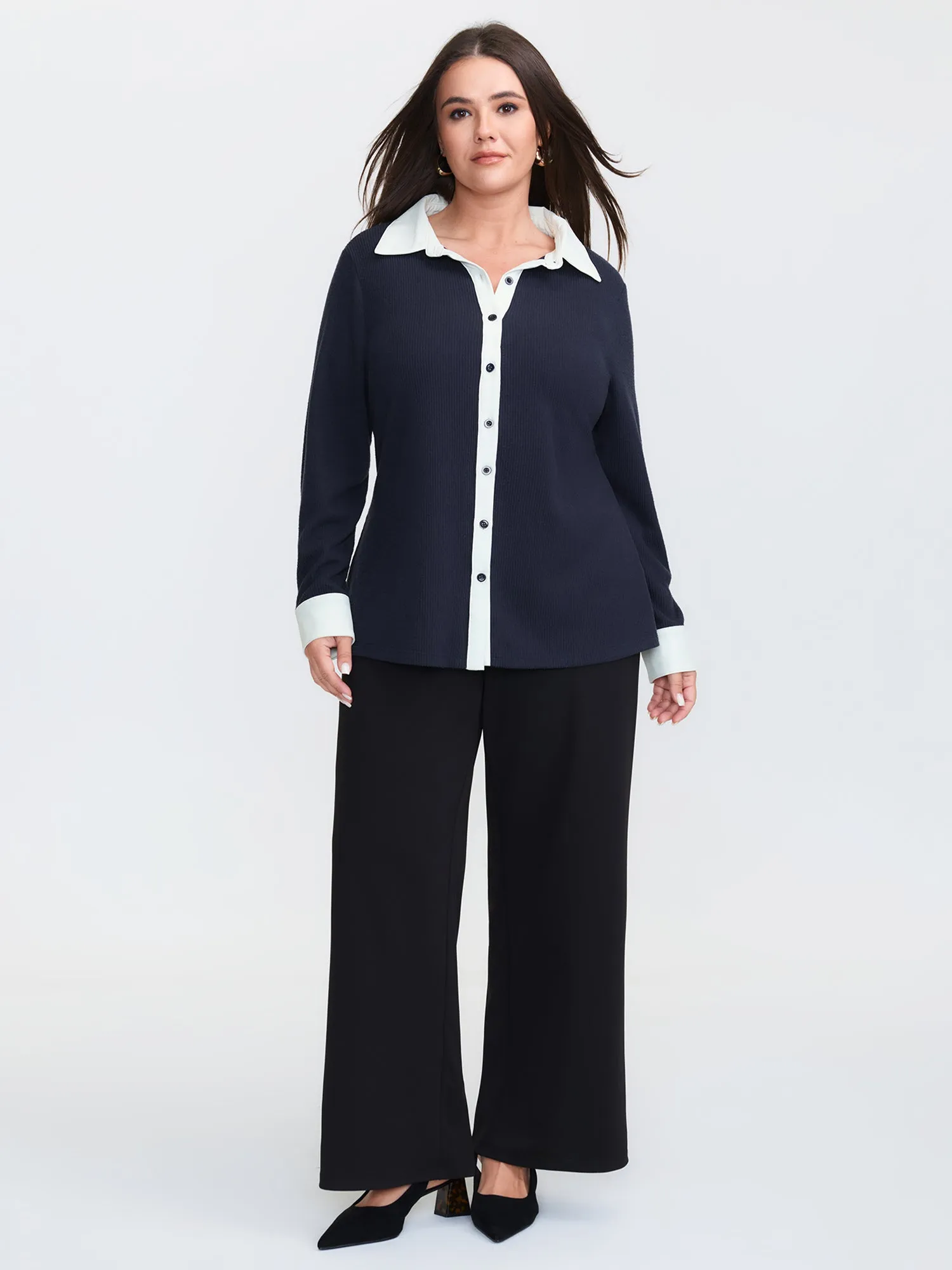 Color Contrast Placket Button T-Shirt sold by Bloomchic product image thumbnail 2