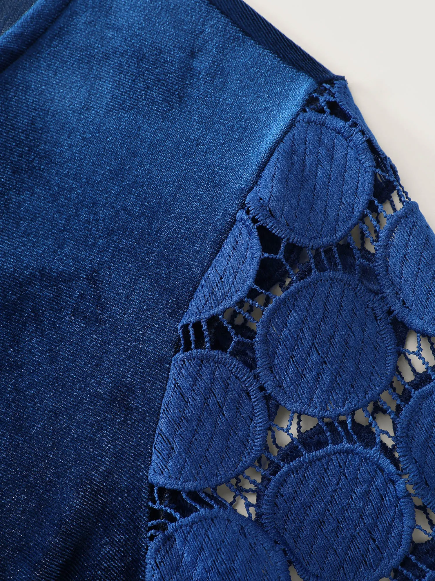 Velvet Sheer Lace Sleeve Flared Blouse sold by Bloomchic product image thumbnail 5