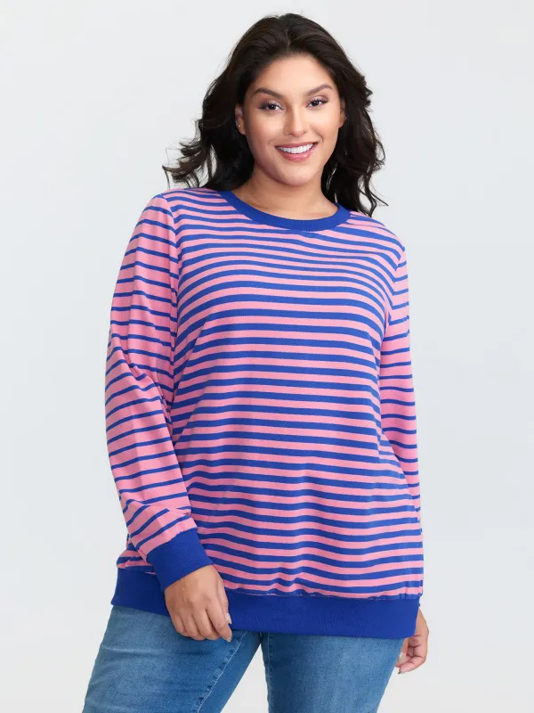 Pure Cotton Multicolor Stripe Sweatshirt sold by Bloomchic