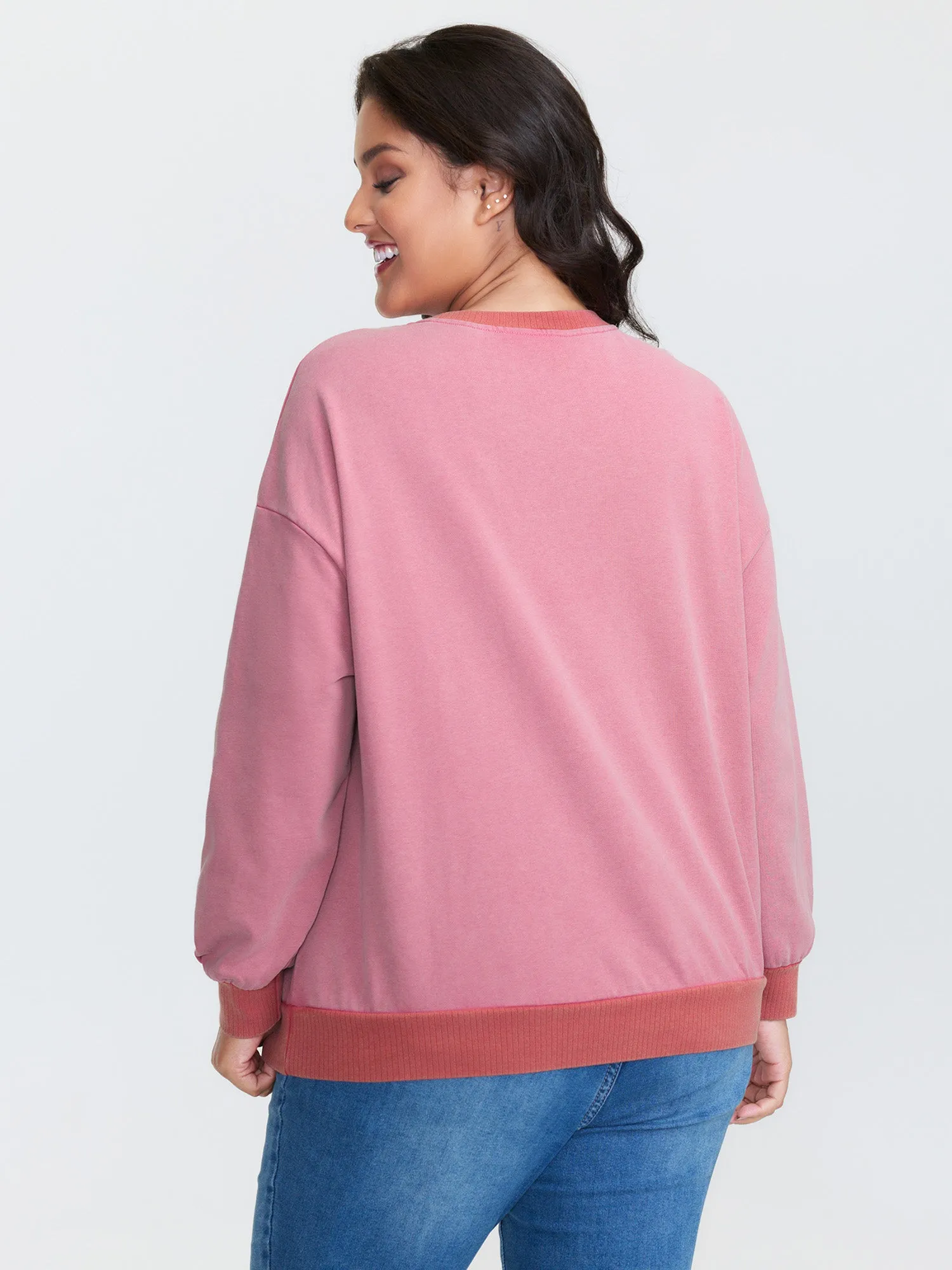 Pure Cotton Washed Distressed Pocket Sweatshirt sold by Bloomchic product image thumbnail 4