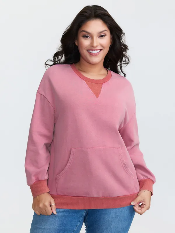 Pure Cotton Washed Distressed Pocket Sweatshirt sold by Bloomchic