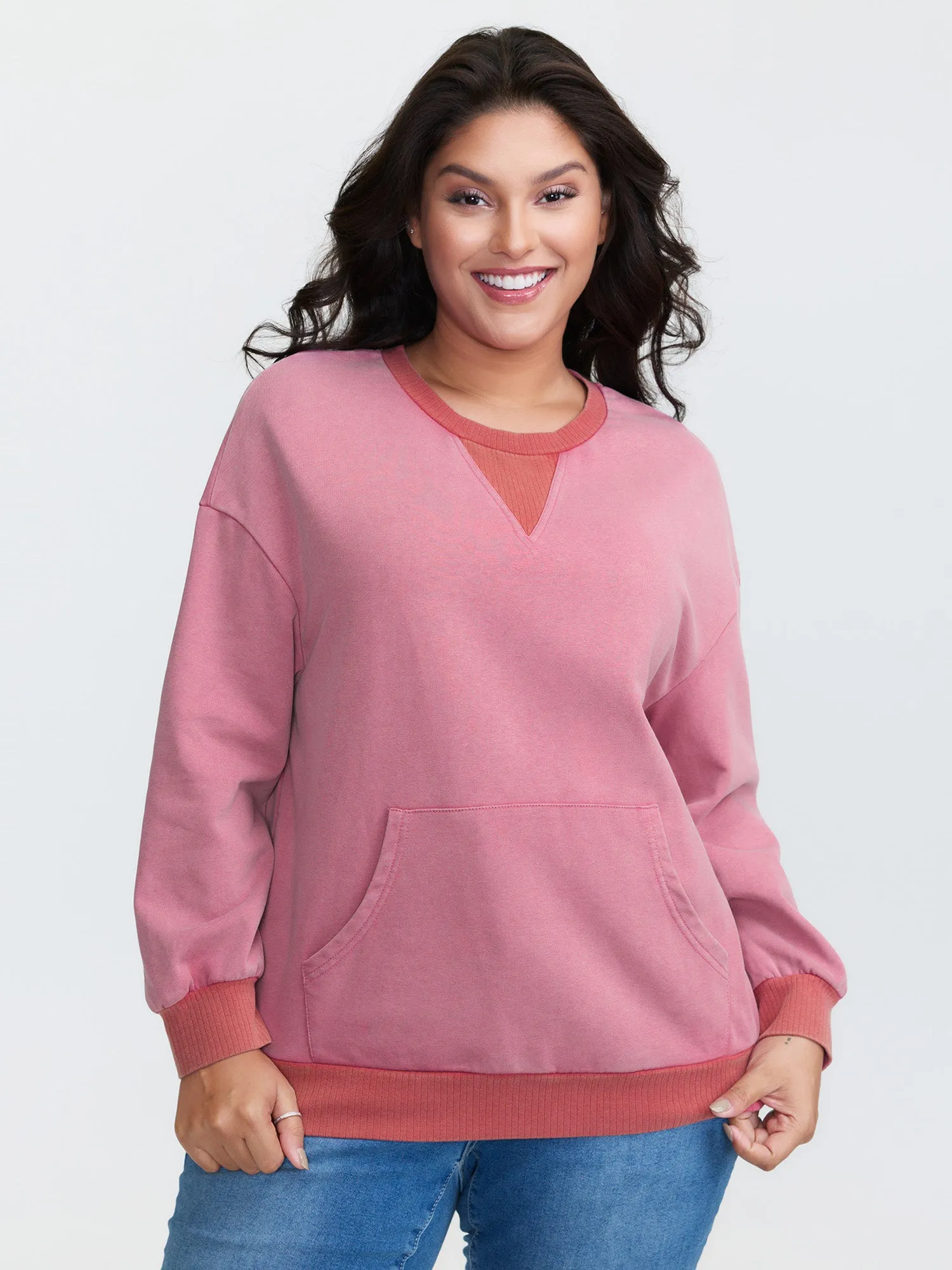 Pure Cotton Washed Distressed Pocket Sweatshirt sold by Bloomchic