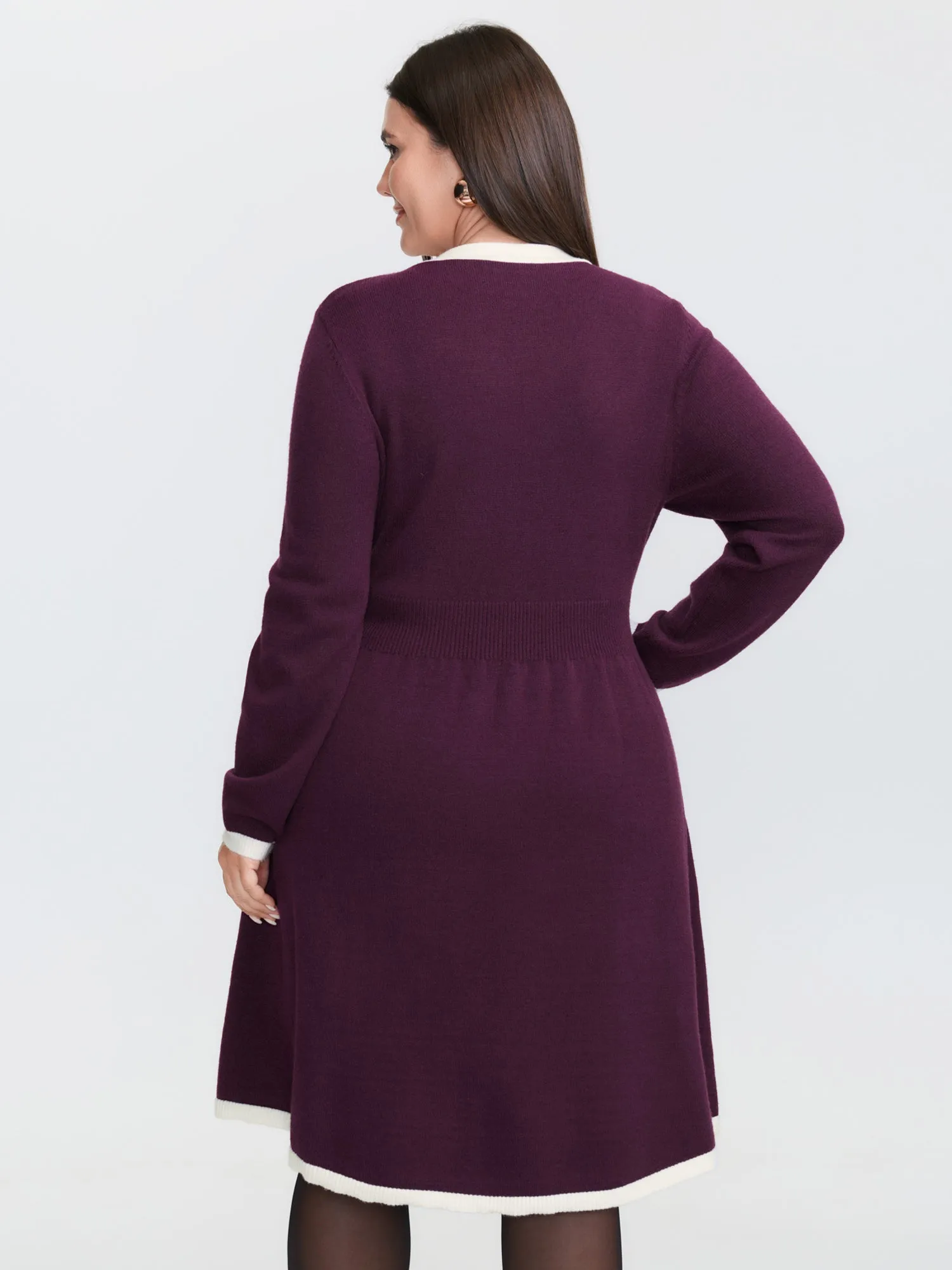 Supersoft Color Contrast A-Line Midi Sweater Dress sold by Bloomchic product image thumbnail 4