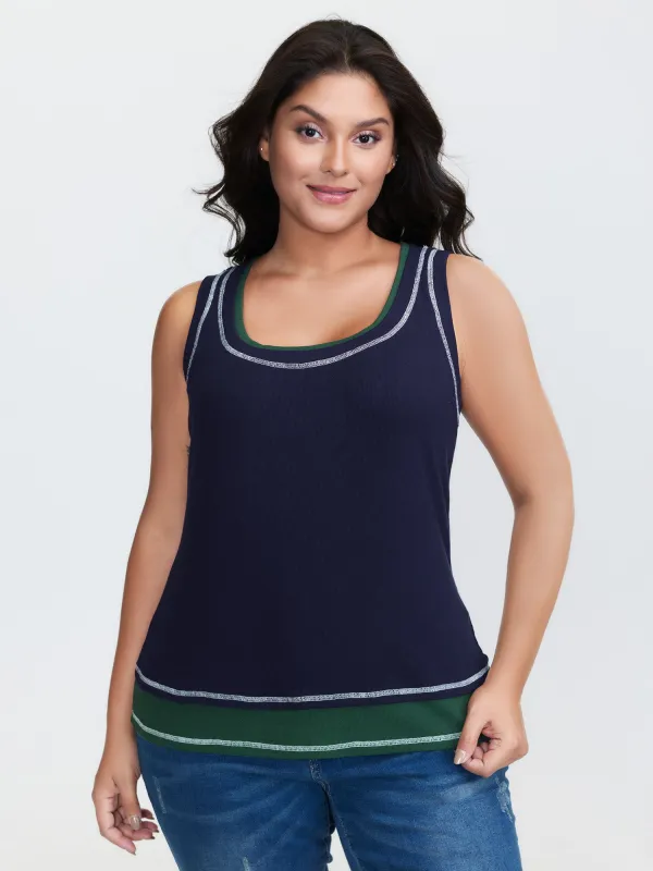 Supersoft Scoop Neckline Contrast Tank Top sold by Bloomchic