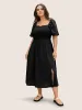 Cotton Square Neck Shirred Ruffle Sleeve Split Hem Dress sold by Bloomchic