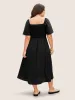 Cotton Square Neck Shirred Ruffle Sleeve Split Hem Dress sold by Bloomchic