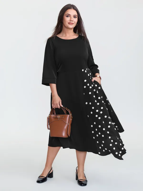 Polka Dot Pleat Flowy Midi Dress sold by Bloomchic