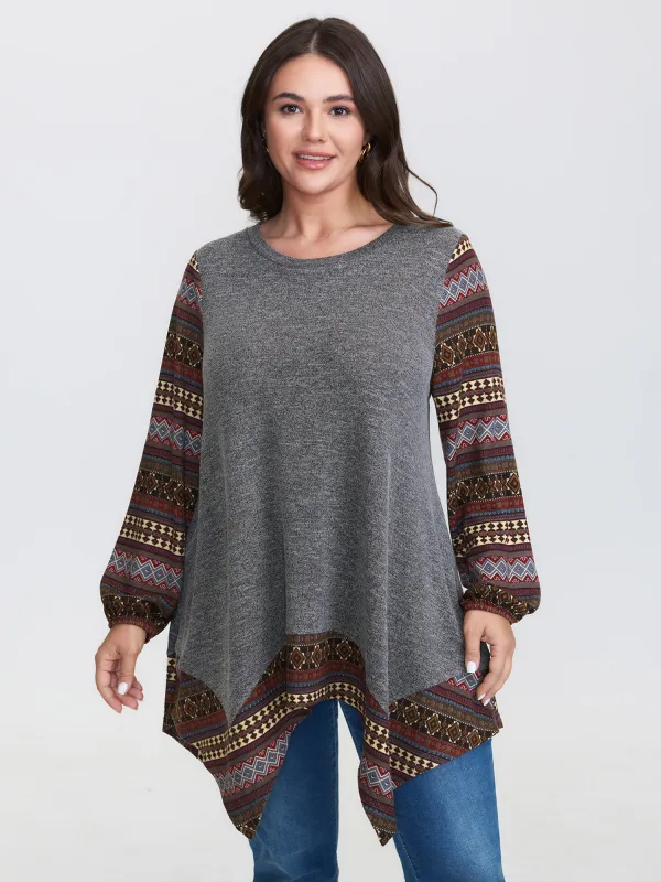 Boho Stripes Color Contrast Stretchy Top sold by Bloomchic