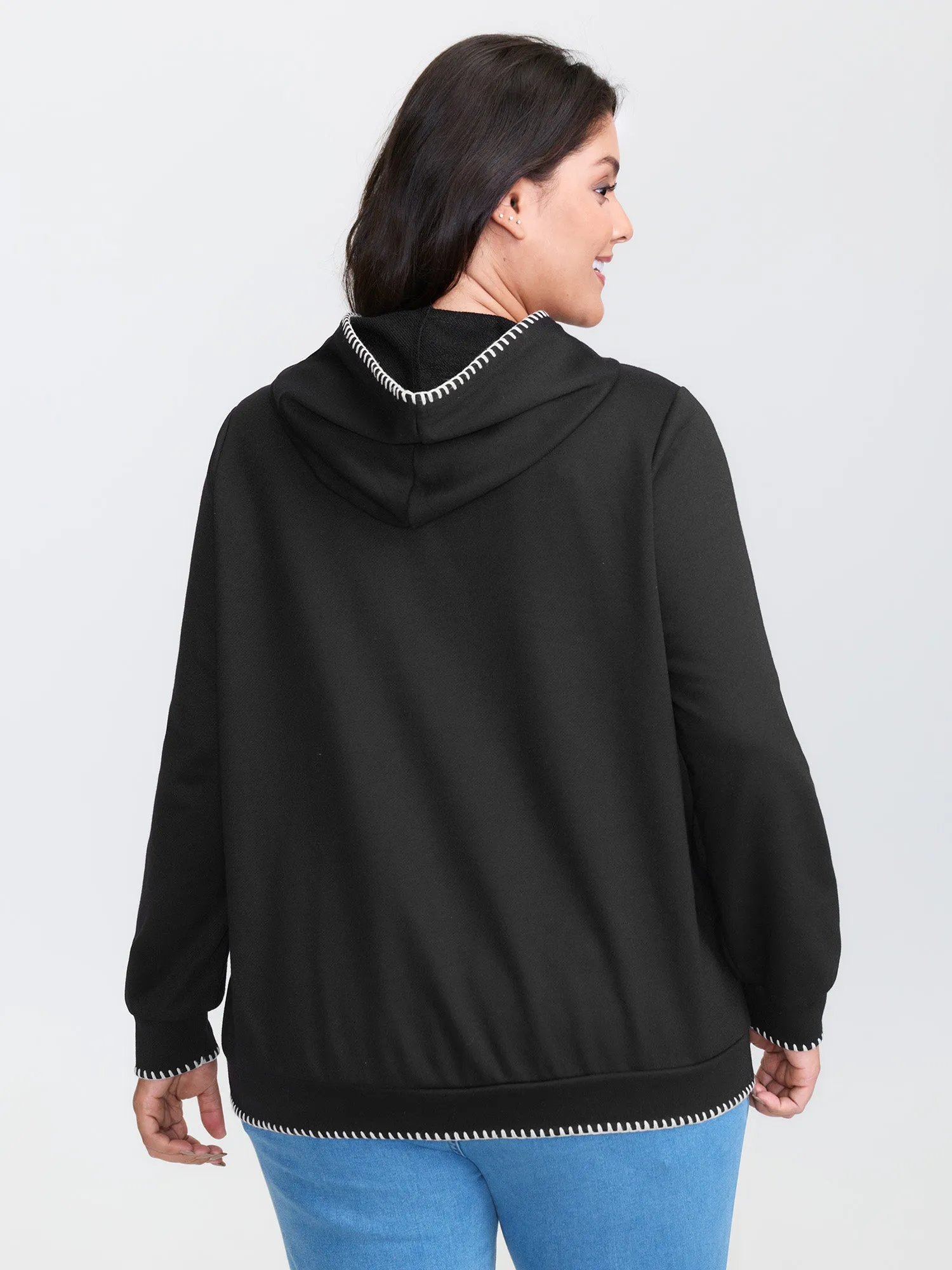 Puppy Embroidered Stretchy Contrast Hoodie sold by Bloomchic product image thumbnail 4