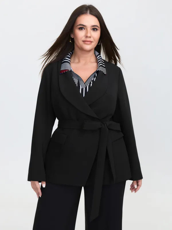 Side Belted Plain Blazer sold by Bloomchic
