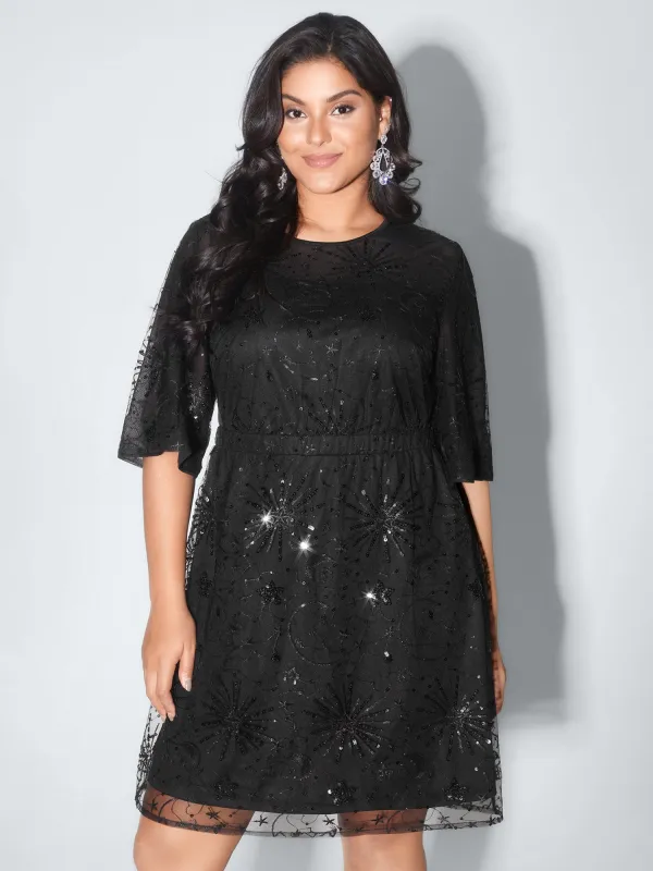 Shimmery Stretchy Waist Lined Midi Dress sold by Bloomchic