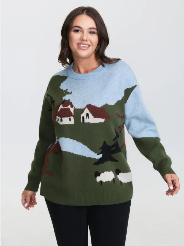 Supersoft Stretchy Farmhouse Pattern Pullover sold by Bloomchic