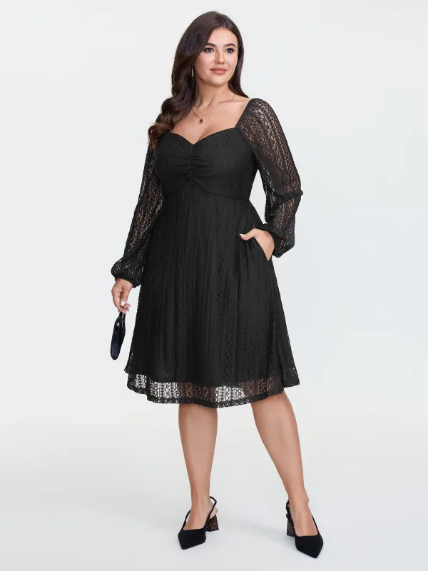Sweetheart Neckline Sheer Lace Midi Dress sold by Bloomchic