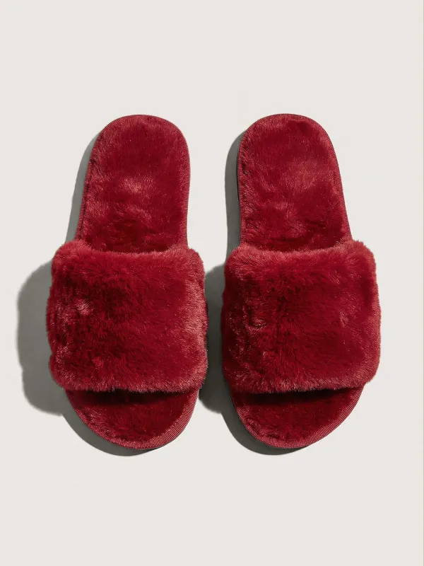 Minimalist Furry Solid Slippers sold by Bloomchic