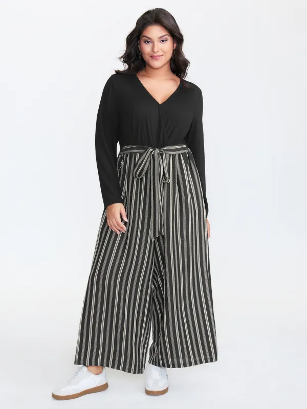 Stripes Color Contrast Jumpsuit sold by Bloomchic