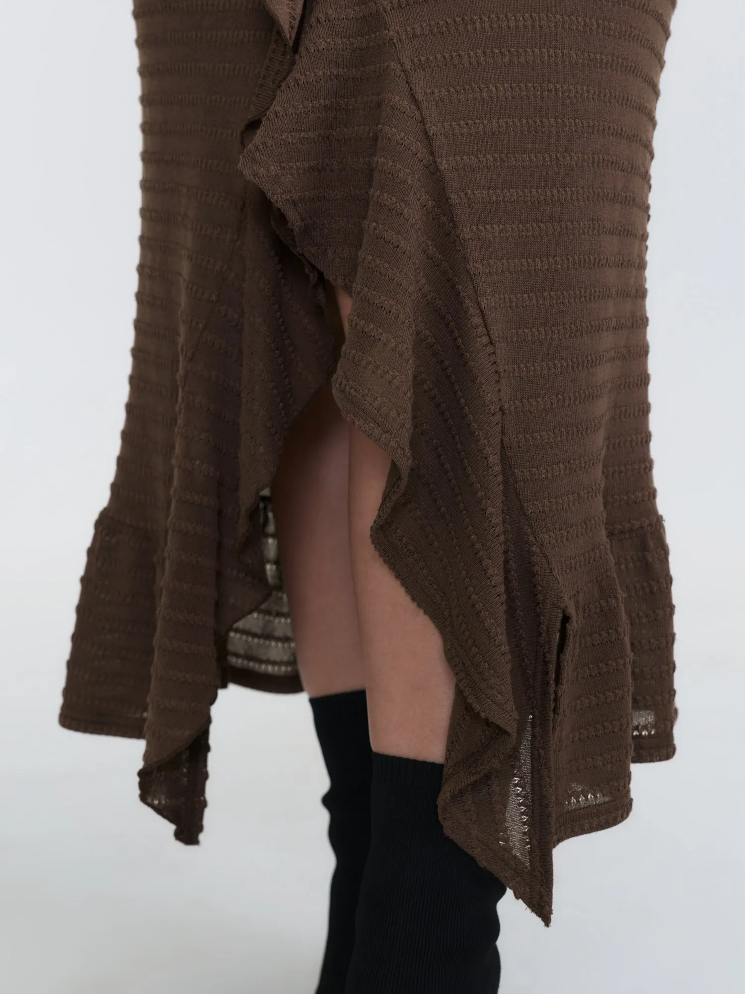 Ruffled Front Slit Ribbed Maxi Dress sold by Bloomchic product image thumbnail 4