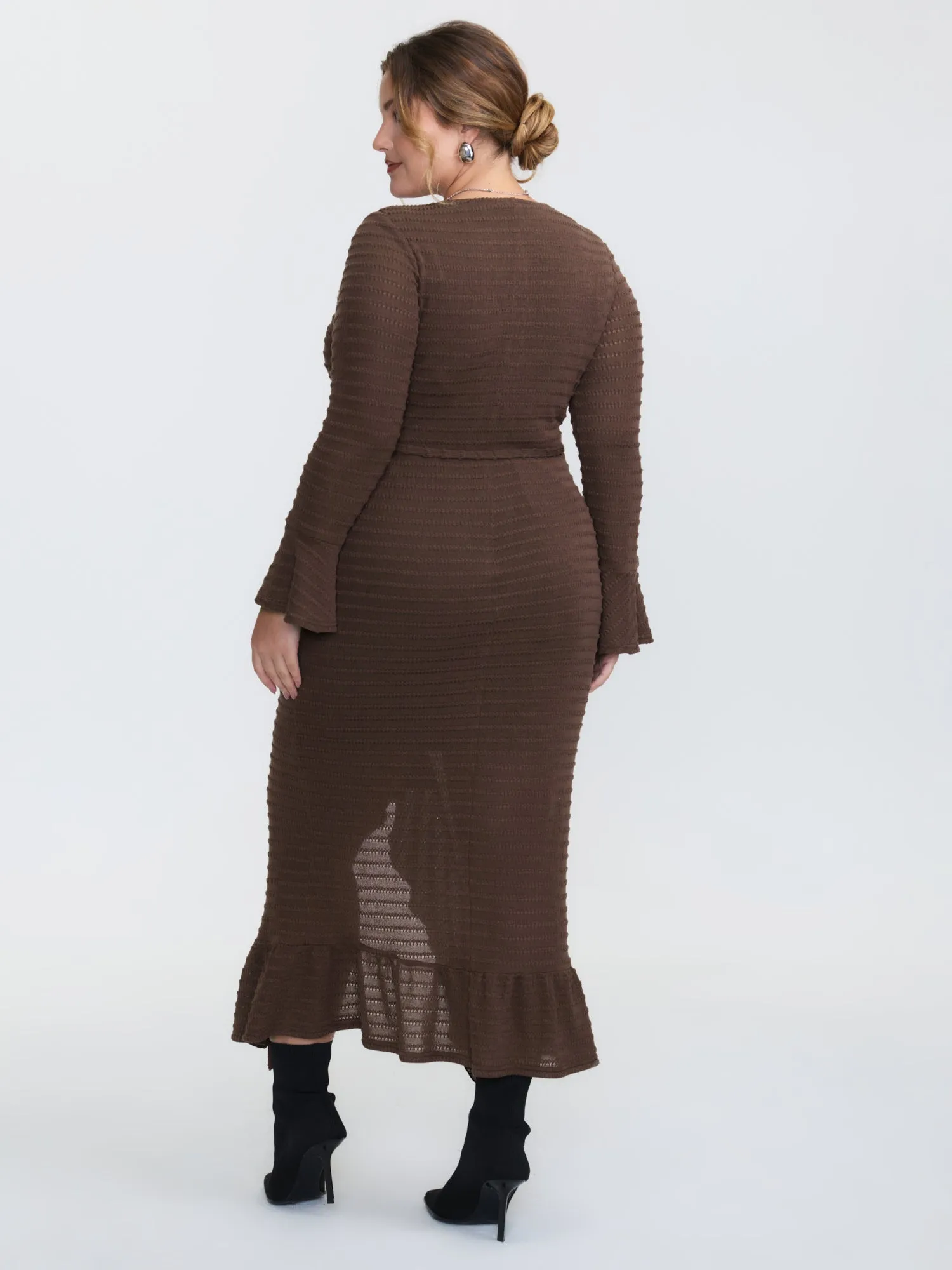 Ruffled Front Slit Ribbed Maxi Dress sold by Bloomchic product image thumbnail 5