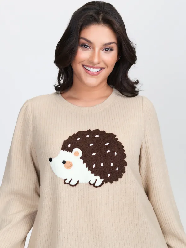 Towel Embroidered Cozy Animal Print Sweatshirt sold by Bloomchic