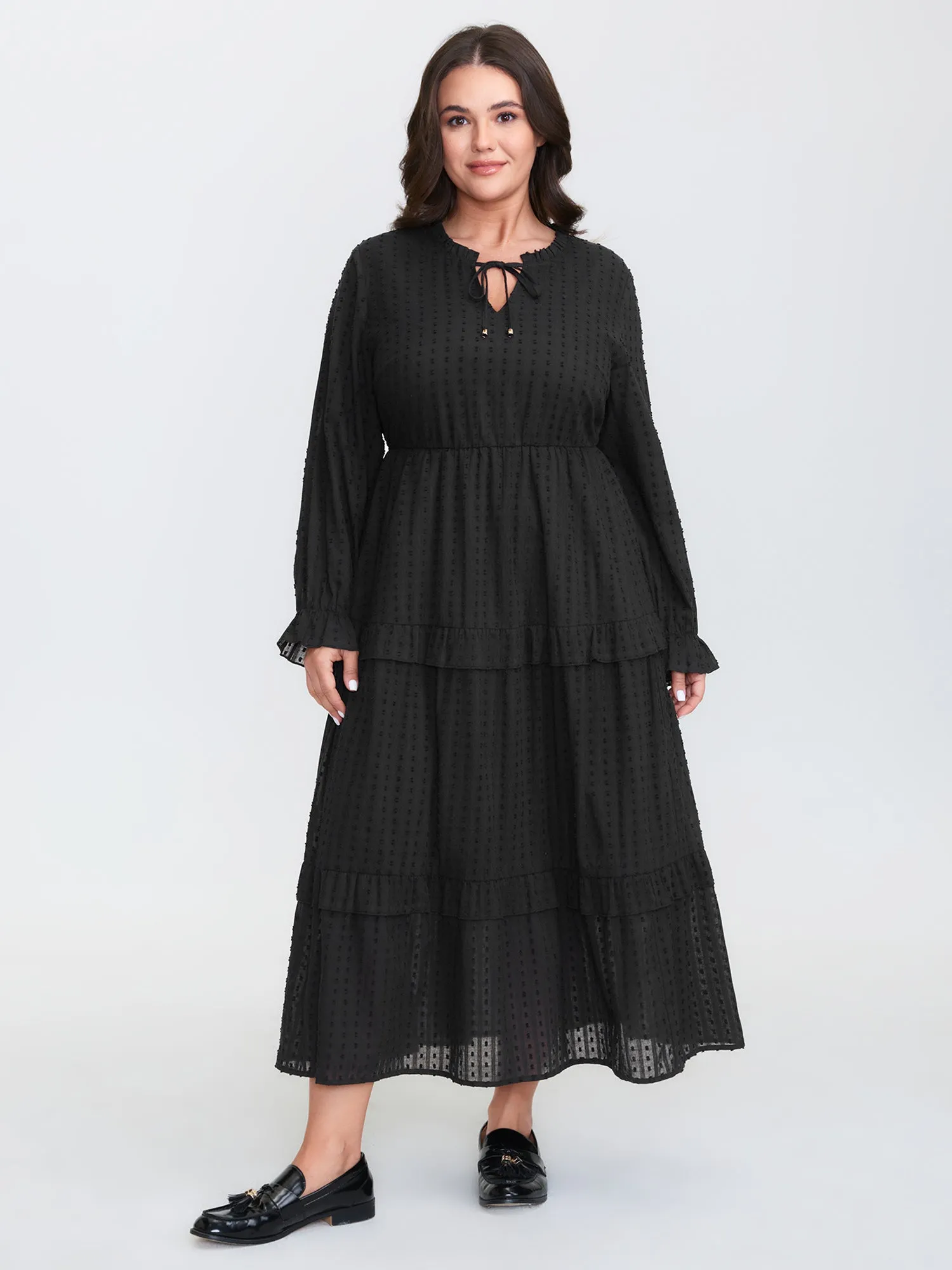 Ruffled Tiered Drawstring Neckline Maxi Dress sold by Bloomchic product image thumbnail 3