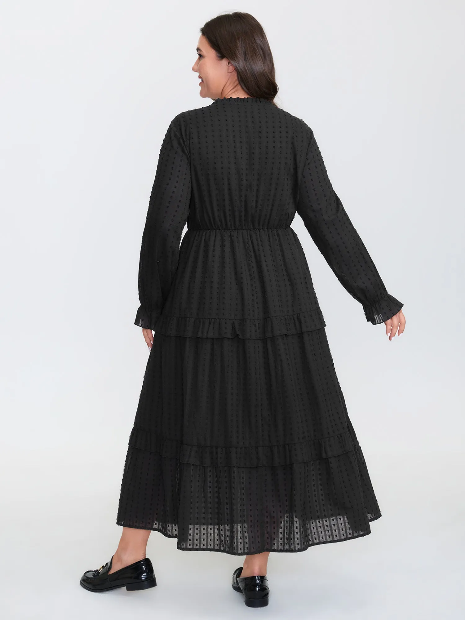 Ruffled Tiered Drawstring Neckline Maxi Dress sold by Bloomchic product image thumbnail 4