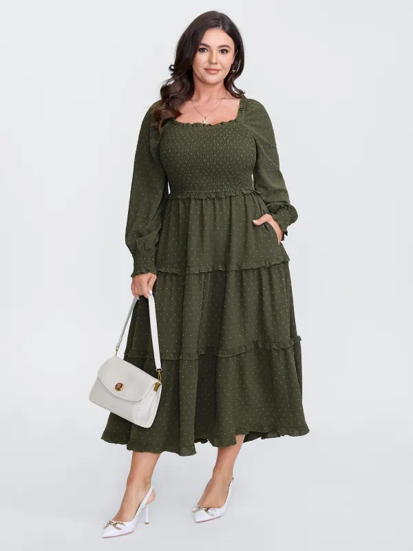 Textured Polka Dots Tiered Maxi Dress sold by Bloomchic