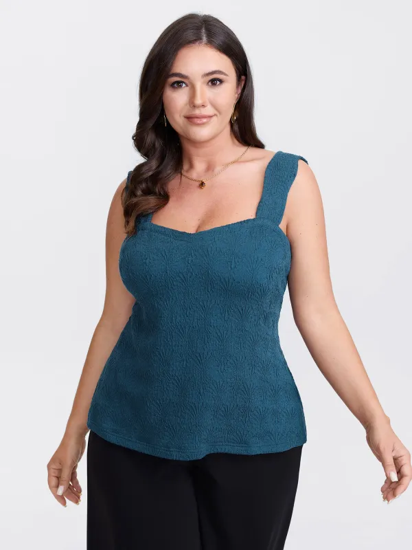 Textured Scalloped Straps Tank Top sold by Bloomchic