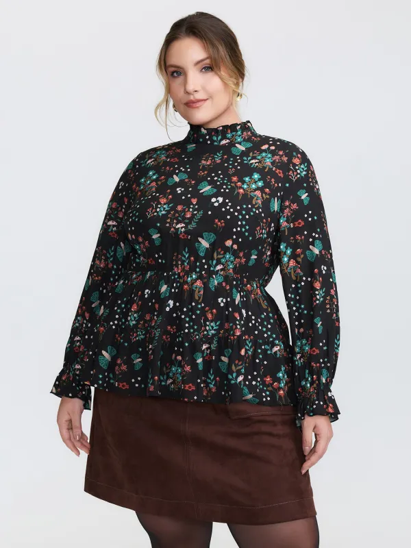 Floral Print Cinched-Waist Blouse sold by Bloomchic