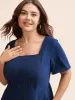 Solid Square Neck Pleated Midi Dress sold by Bloomchic