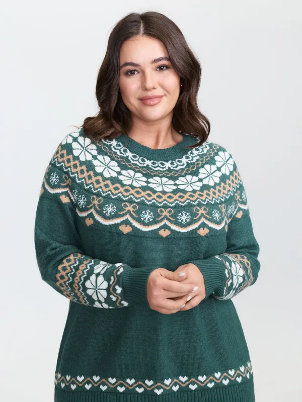 Fair-Isle Jacquard Pattern Pullover sold by Bloomchic