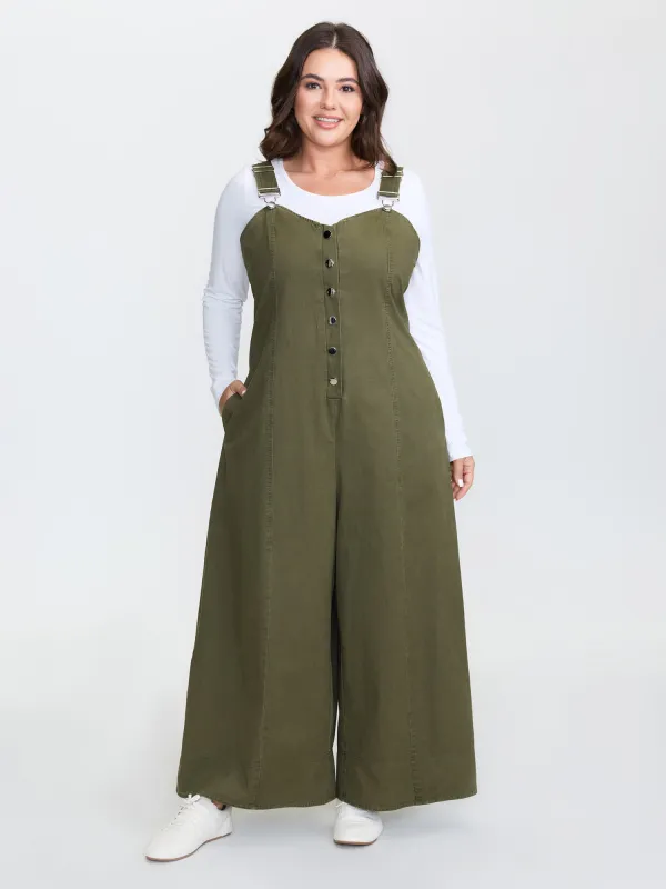 Vintage A-Line Adjustable Overall Jumpsuit sold by Bloomchic