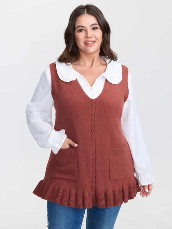 Tissue Textured Ruffled Sleeveless Pullover sold by Bloomchic