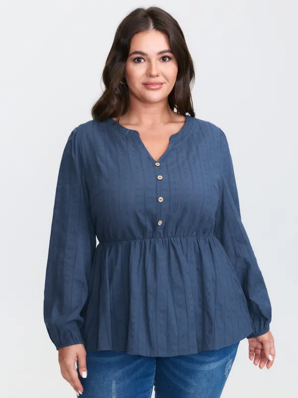 Cotton Textured Cinched-Flared Blouse sold by Bloomchic