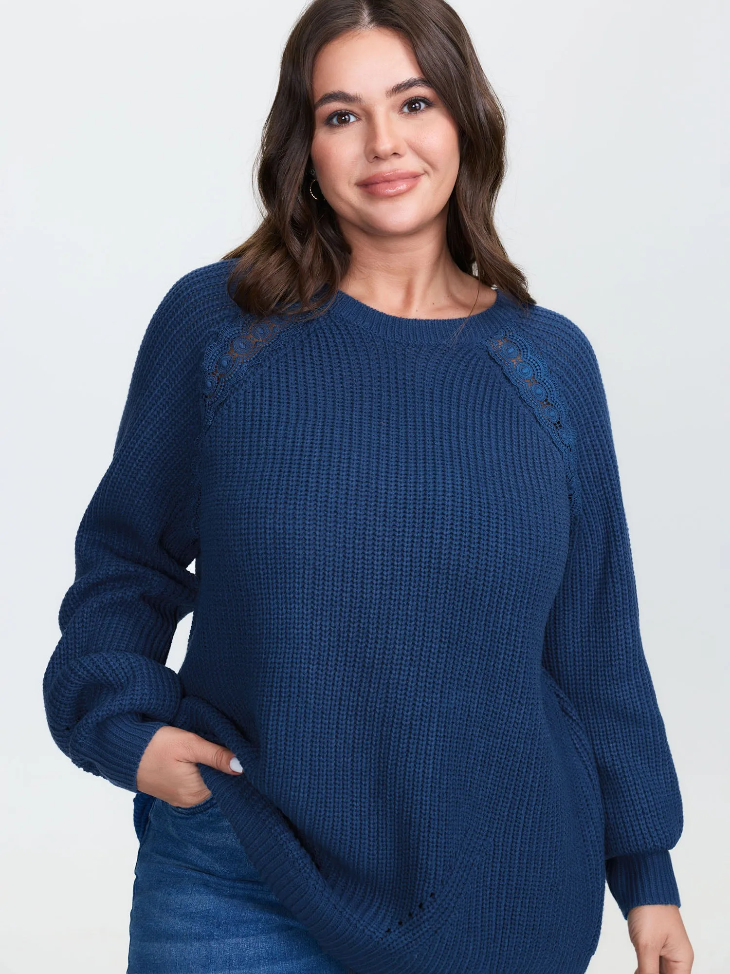 Textured Lace Cut-Out Shoulder Pullover sold by Bloomchic product image thumbnail 2