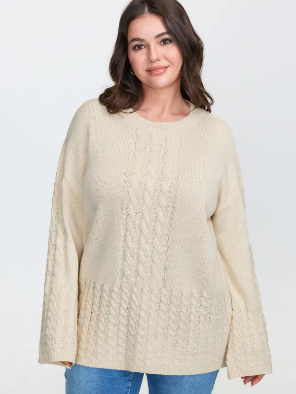 Twisted Texture Drop Shoulder Pullover sold by Bloomchic