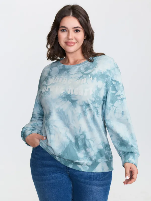 Tie-Dye Positive Affirmation Print Sweatshirt sold by Bloomchic