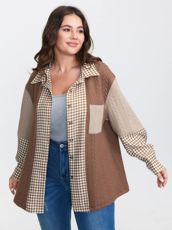 Colorblock Textured Pocket Button Jacket sold by Bloomchic