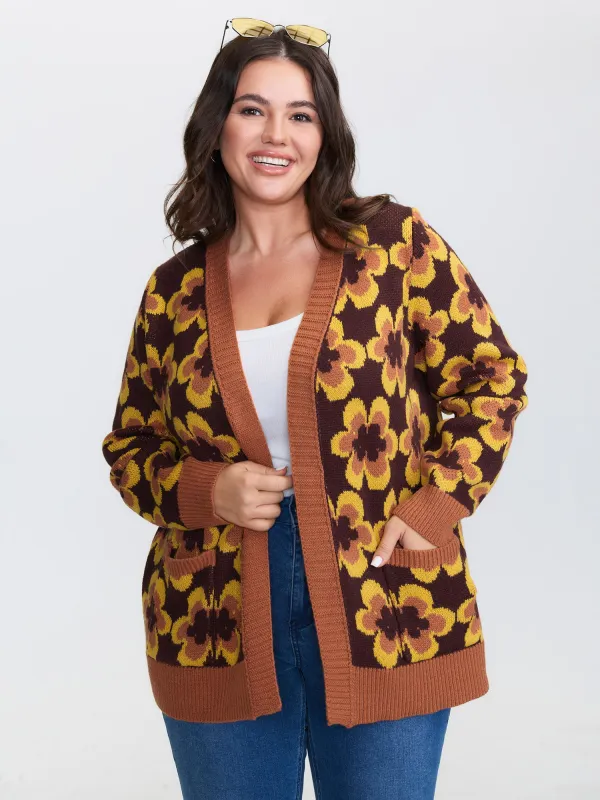Retro Floral Jacquard Knit Cardigan sold by Bloomchic