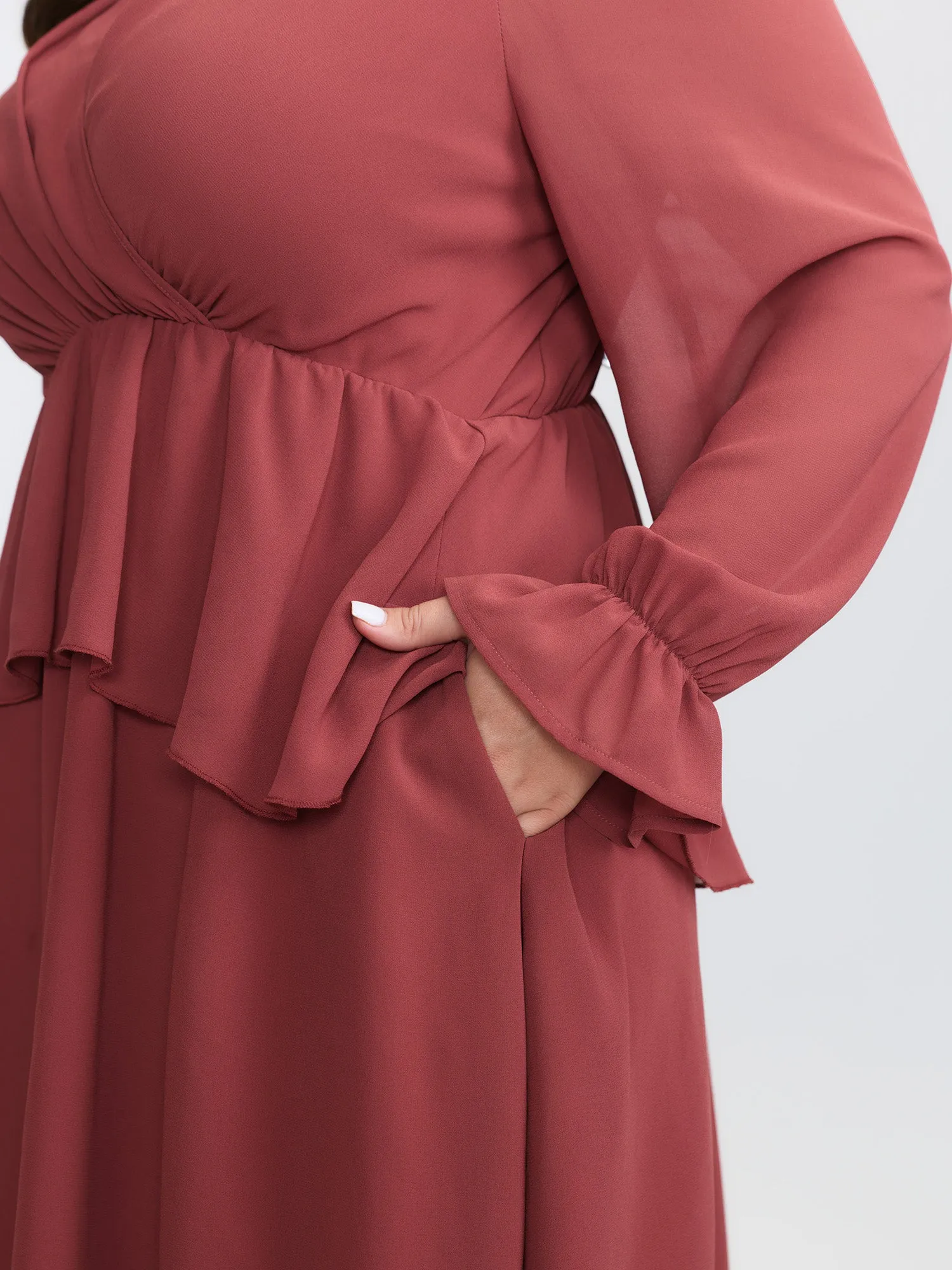 Sheer Stretchy Waist Layered Midi Dress sold by Bloomchic product image thumbnail 4