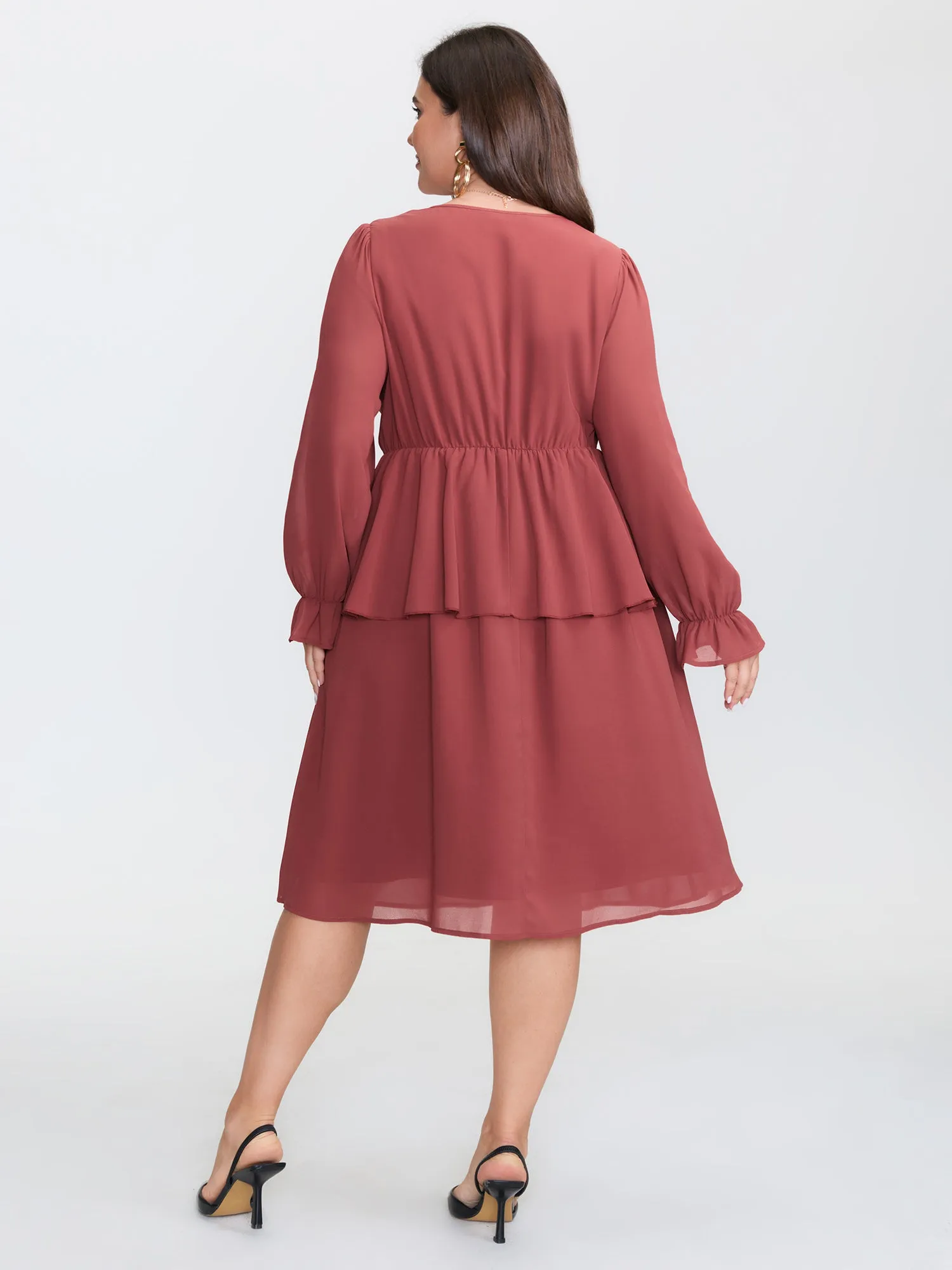 Sheer Stretchy Waist Layered Midi Dress sold by Bloomchic product image thumbnail 5