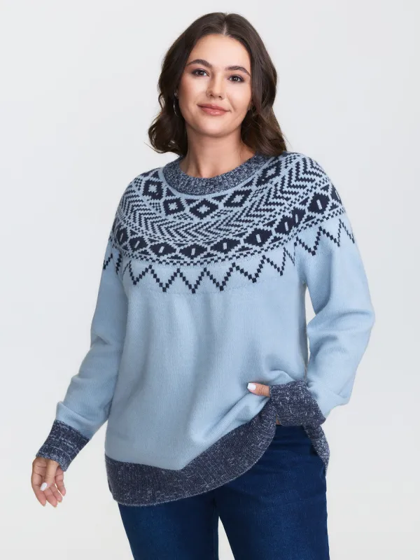 Fair-Isle Yarn Blend Textured Pullover sold by Bloomchic