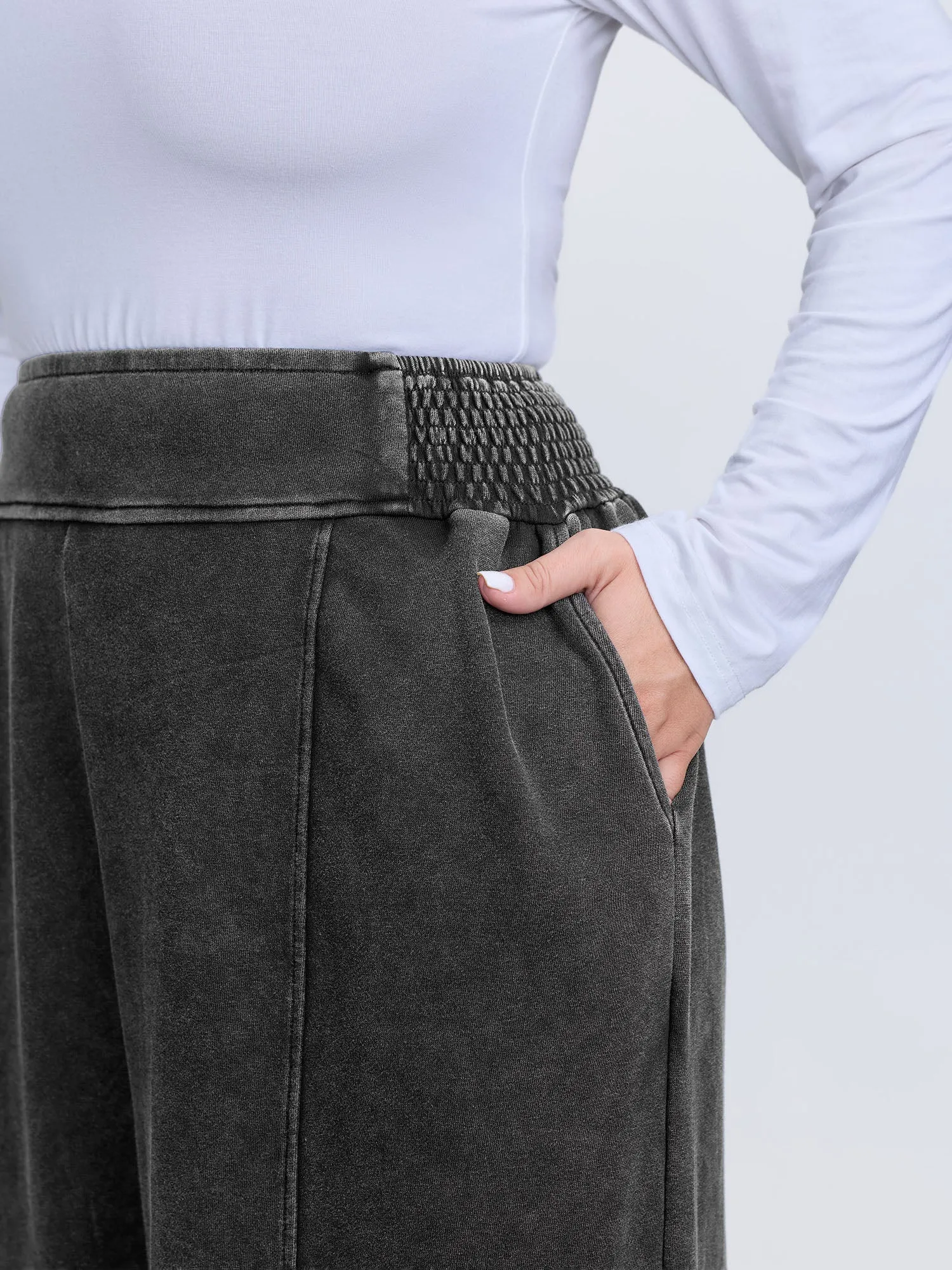 Stretchy Vintage Wash Wide-Leg Pants sold by Bloomchic product image thumbnail 3