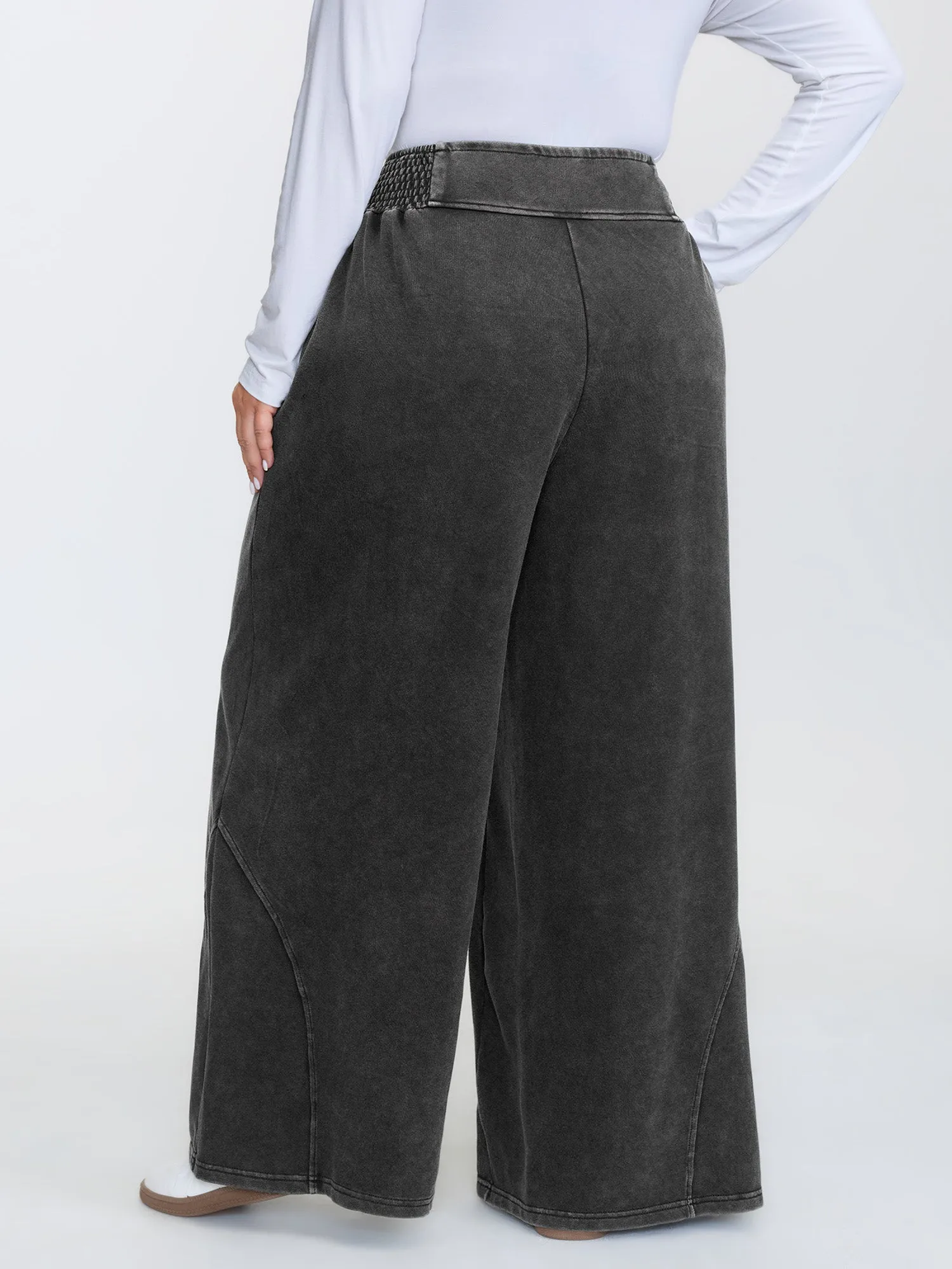 Stretchy Vintage Wash Wide-Leg Pants sold by Bloomchic product image thumbnail 5