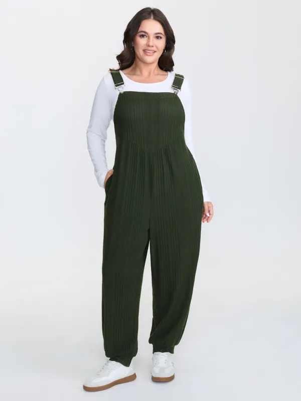 Ribbed Pockets Overall Straps Jumpsuit sold by Bloomchic