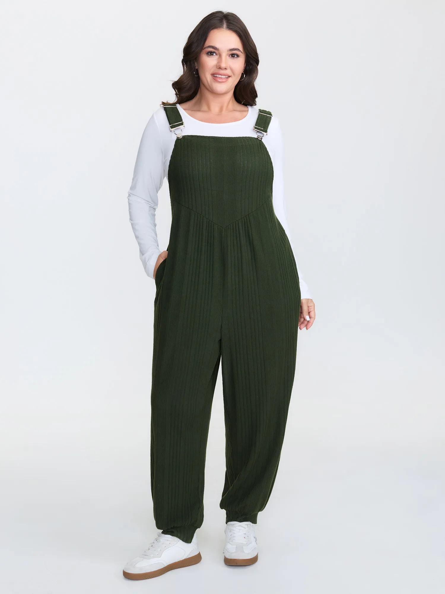 Ribbed Pockets Overall Straps Jumpsuit sold by Bloomchic