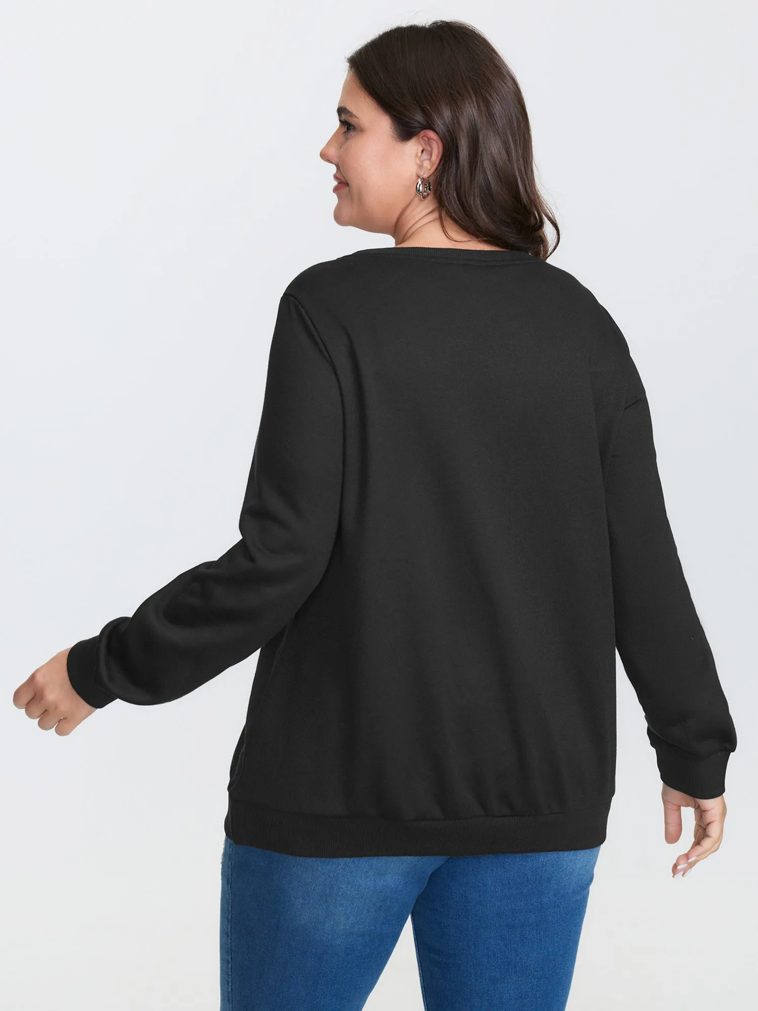 Mushroom Print Stretchy Round Neck Sweatshirt sold by Bloomchic product image thumbnail 5